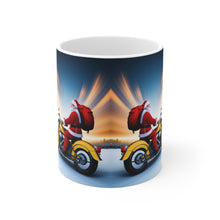 Load image into Gallery viewer, Motorcycling Santa Red Gift Sack 11 oz Ceramic Mug Package Delivery Wrap-a-round #4
