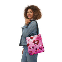 Load image into Gallery viewer, Pink Floating Hearts Fashion Graphic Print Trendy 100% Polyester Canvas Tote Bag #3