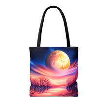 Load image into Gallery viewer, Full Moon Hearts Red Skies Series #7 Tote Bag AI Artwork 100% Polyester