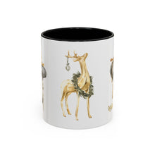 Load image into Gallery viewer, Coffee Mug - Happy Holidays Gold & Black Ornament Reindeer