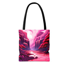 Load image into Gallery viewer, Mountain Love the Pink Heart Series #2 Tote Bag AI Artwork 100% Polyester