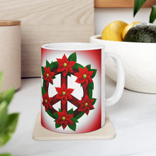 Load image into Gallery viewer, Peace & Poinsettias #2 Holiday Mug 11oz mug AI-Generated Artwork