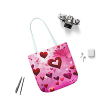 Load image into Gallery viewer, Pink Floating Hearts Fashion Graphic Print Trendy 100% Polyester Canvas Tote Bag #3