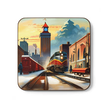 Load image into Gallery viewer, Train Union Station Platform Hardboard Back AI-Enhanced Beverage Coasters