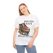 Load image into Gallery viewer, Rolling Back Disco Style Gold Glitter Skates 1980s Era Roller Skates