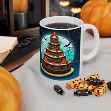 Load image into Gallery viewer, Happy Spooky Halloween Cake Celebration #20 Ceramic 11oz mug AI-Generated Artwork