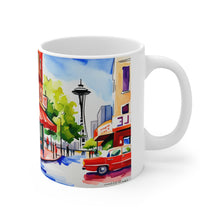 Load image into Gallery viewer, At the Cafe Space Needle Seattle Washington   #15 Mug 11oz mug AI-Generated Artwork