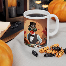 Load image into Gallery viewer, Thanksgiving Moonlight Turkey All Dressed up and Nowhere to Go Ceramic Mug 11oz Design #7 Mirrored Images