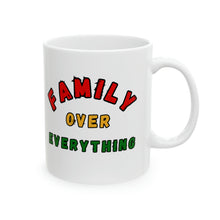 Load image into Gallery viewer, Family over Everything Afrocentric 11oz White Ceramic Beverage Mug Tableware
