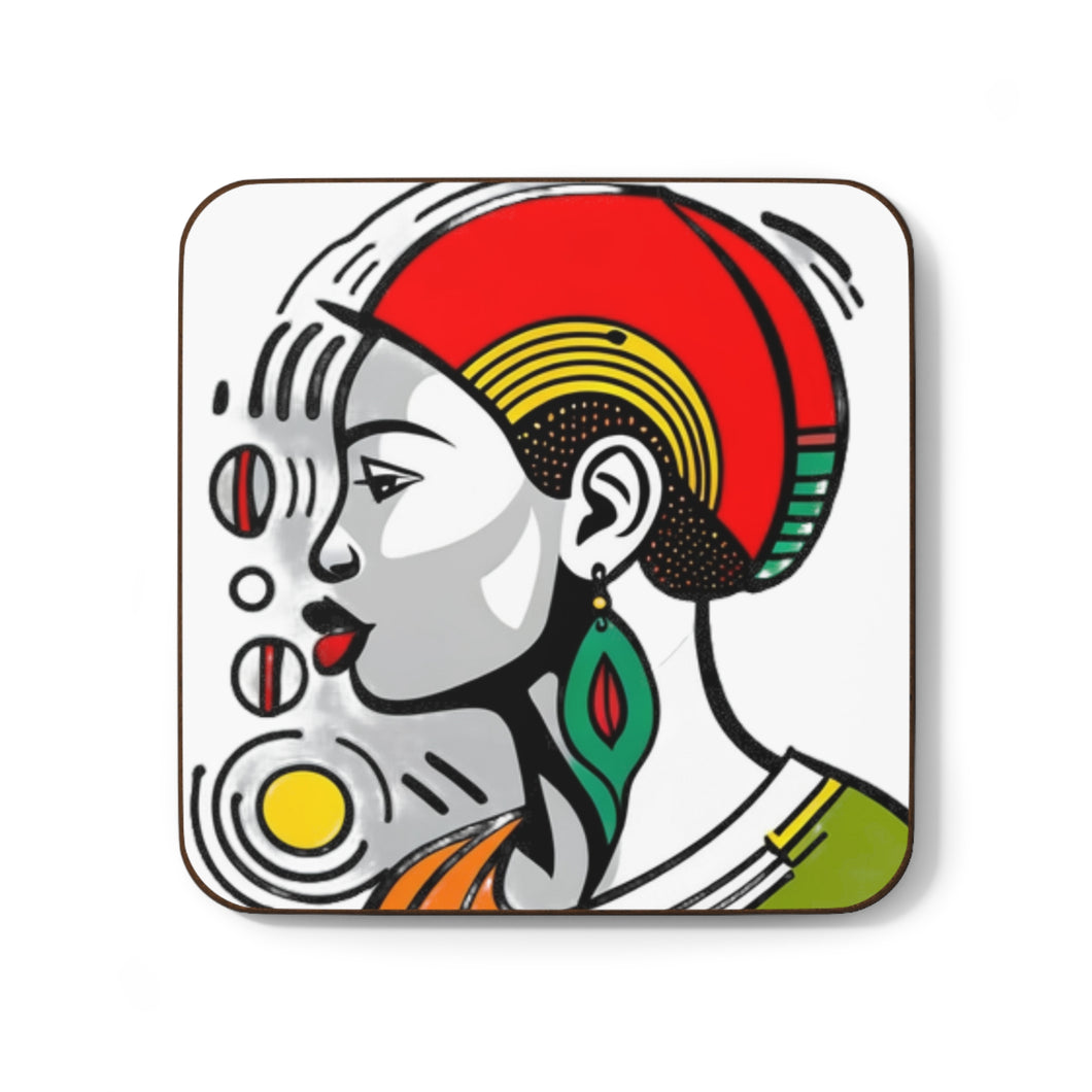 Colorful #22 Colors of Africa Hardboard Back AI-Enhanced Beverage Coasters