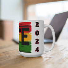 Load image into Gallery viewer, 2024 Election Mask, Civic Engagement Straw Ceramic Coffee Mug 15oz
