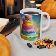 Load image into Gallery viewer, Happy Birthday Rainbow Cake Celebration #31 Ceramic 11oz Mug AI-Generated Artwork