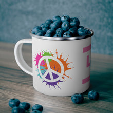 Load image into Gallery viewer, Pastel Love matters Peace sign and symbol 12oz Enamel Campfire Stainless Steel Wrap-a-round