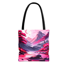 Load image into Gallery viewer, Mountain Love the Pink Heart Series #3 Tote Bag AI Artwork 100% Polyester