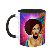 Load image into Gallery viewer, Colors of Africa Pop Art Colorful #16 AI 11oz Black Accent Coffee Mug
