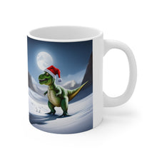 Load image into Gallery viewer, Dinosaur Raptor Rocks Christmas Santa Red Hat Ceramic Mug 11oz #8 Mirrored Images