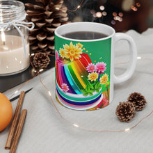 Load image into Gallery viewer, Happy Birthday Rainbow Jello Cake Celebration #28 Ceramic 11oz Mug AI-Generated Artwork
