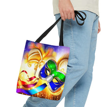 Load image into Gallery viewer, Mardi Gras Ribbon Mask #3 Tote Bag AI Artwork 100% Polyester