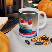 Load image into Gallery viewer, Happy 4th of July Cake Celebration #13 Ceramic 11oz mug AI-Generated Artwork