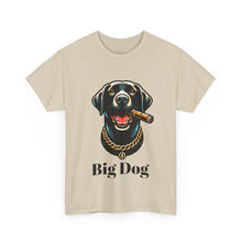 Load image into Gallery viewer, Big Dog Black Labrador Shirt, The Dog Life Black Labrador Cigar Gold Chain Crewneck T-Shirt