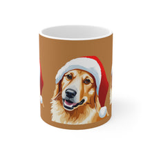 Load image into Gallery viewer, Fancy Golden Retriever #1 Trio Christmas Vibes Ceramic Mug 11oz Design Tan