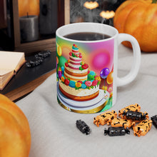 Load image into Gallery viewer, Happy Birthday Rainbow Cake Celebration #30 Ceramic 11oz Mug AI-Generated Artwork
