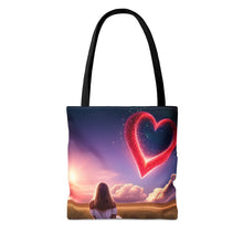 Load image into Gallery viewer, Kisses from Heaven Red Heart in Sky Tote Bag AI 100% Polyester #6