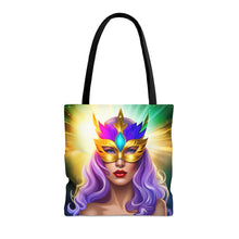 Load image into Gallery viewer, Mardi Gras Ribbon Mask #5 Tote Bag AI Artwork 100% Polyester