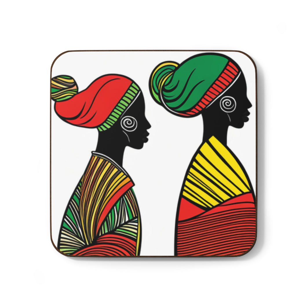 Colorful #19 Colors of Africa Hardboard Back AI-Enhanced Beverage Coasters