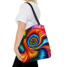Load image into Gallery viewer, Turning Point Tye Dye Swirls and Ripples Tote Bag AI Artwork 100% Polyester #9