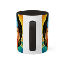 Load image into Gallery viewer, Colors of Africa Pop Art Colorful #14 AI 11oz Black Accent Coffee Mug