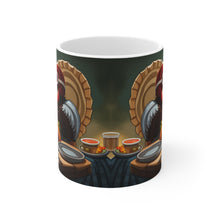 Load image into Gallery viewer, Thanksgiving Take Flight Turkey All Dressed up and Nowhere to Go Ceramic Mug 11oz Design #5 Mirror Images
