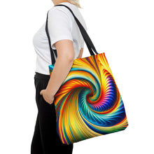 Load image into Gallery viewer, Twist & Turns Tye Dye Swirls and Ripples Tote Bag AI Artwork 100% Polyester #7
