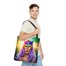 Load image into Gallery viewer, Mardi Gras Ribbon Mask #5 Tote Bag AI Artwork 100% Polyester