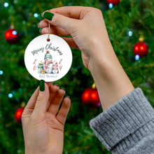 Load image into Gallery viewer, Personalize White Ceramic Ornament Watercolor Snow Girls 3" x 3"