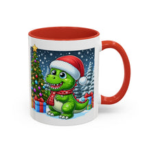 Load image into Gallery viewer, Mug Dinosaur Santa Hat Tree Star Holiday Coffee Cup 11, 15oz