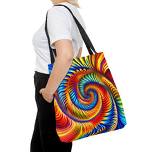 Load image into Gallery viewer, Earth Spiral Tye Dye Swirls and Ripples Tote Bag AI Artwork 100% Polyester #11