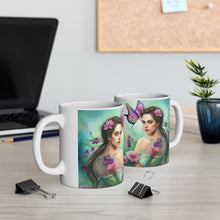Load image into Gallery viewer, October Tourmaline Birth Month Colors Fairies & Butterflies #3 Mug 11oz mug AI-Generated Artwork