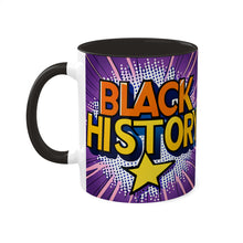 Load image into Gallery viewer, Colors of Africa Pop Art Black History Colorful AI 11oz Black Accent Coffee Mug
