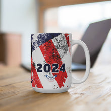 Load image into Gallery viewer, 2024 Election Silhouette, Civic Engagement Straw Ceramic Coffee Mug 15oz