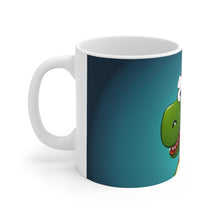 Load image into Gallery viewer, Dinosaur Raptor Rocks Christmas Santa Red Hat Ceramic Mug 11oz Design #5 Wrap-a-round