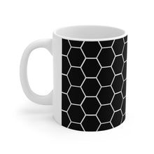 Load image into Gallery viewer, Beehive Honeycomb Pattern Black & White Ceramic Mug 11oz Design Wrap-a-round