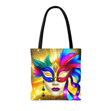 Load image into Gallery viewer, Mardi Gras Ribbon Mask #7 Tote Bag AI Artwork 100% Polyester