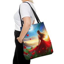 Load image into Gallery viewer, Moon Light Hearts Red Skies Series #4 Tote Bag AI Artwork 100% Polyester