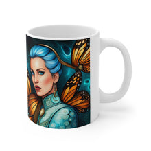 Load image into Gallery viewer, December Blue Topaz Birth Month Colors Fairies & Butterflies #2 Mug 11oz mug AI-Generated Artwork