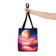 Load image into Gallery viewer, Full Moon Hearts Red Skies Series #7 Tote Bag AI Artwork 100% Polyester