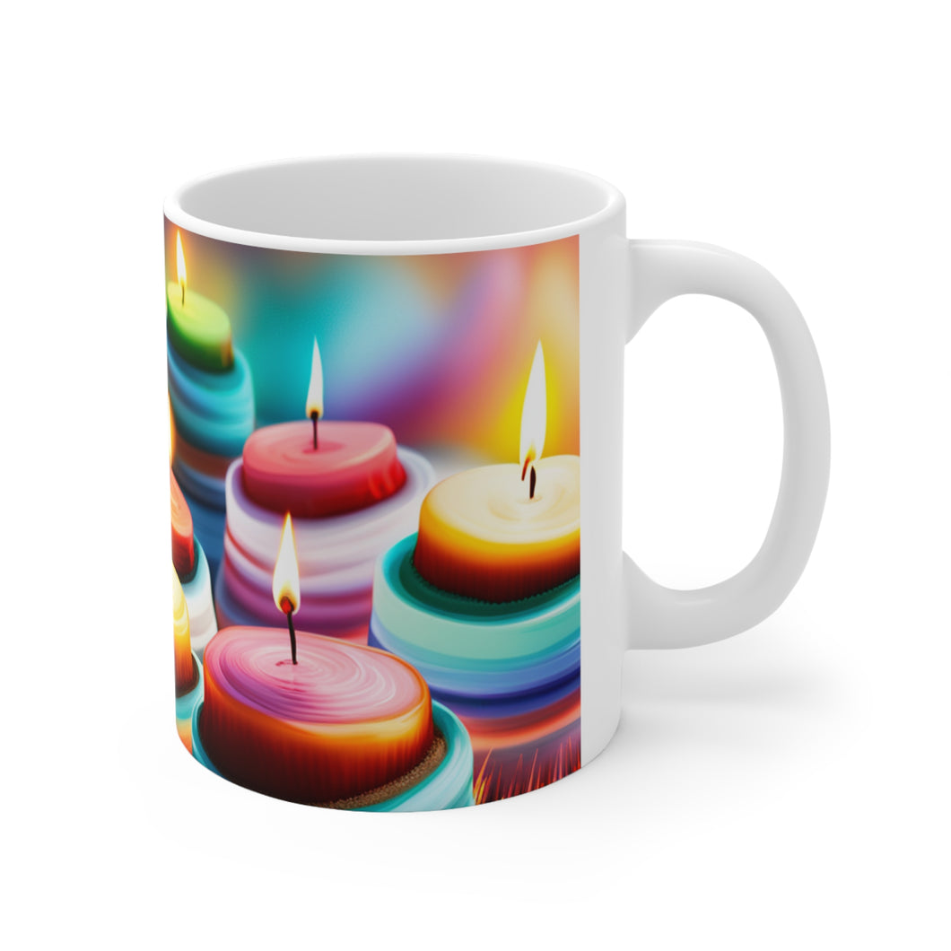 Happy Birthday Candles #7 Ceramic 11oz Mug AI-Generated Artwork
