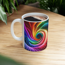 Load image into Gallery viewer, Fusion of Bright Rainbow Swirls in Motion #14 Mug 11oz mug AI-Generated Artwork