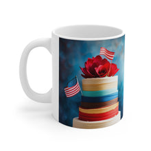 Load image into Gallery viewer, 4th of July Wedding Layer Cake Ceramic 11oz Mug AI Artwork