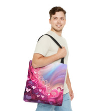 Load image into Gallery viewer, Heart Clouds the Pink Heart Series #14 Tote Bag AI Artwork 100% Polyester
